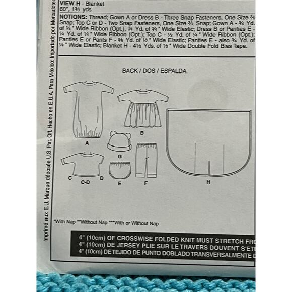 McCalls 4280 sewing pattern Baby layette blanket sleeper top pant hot top - Picture 4 of 8